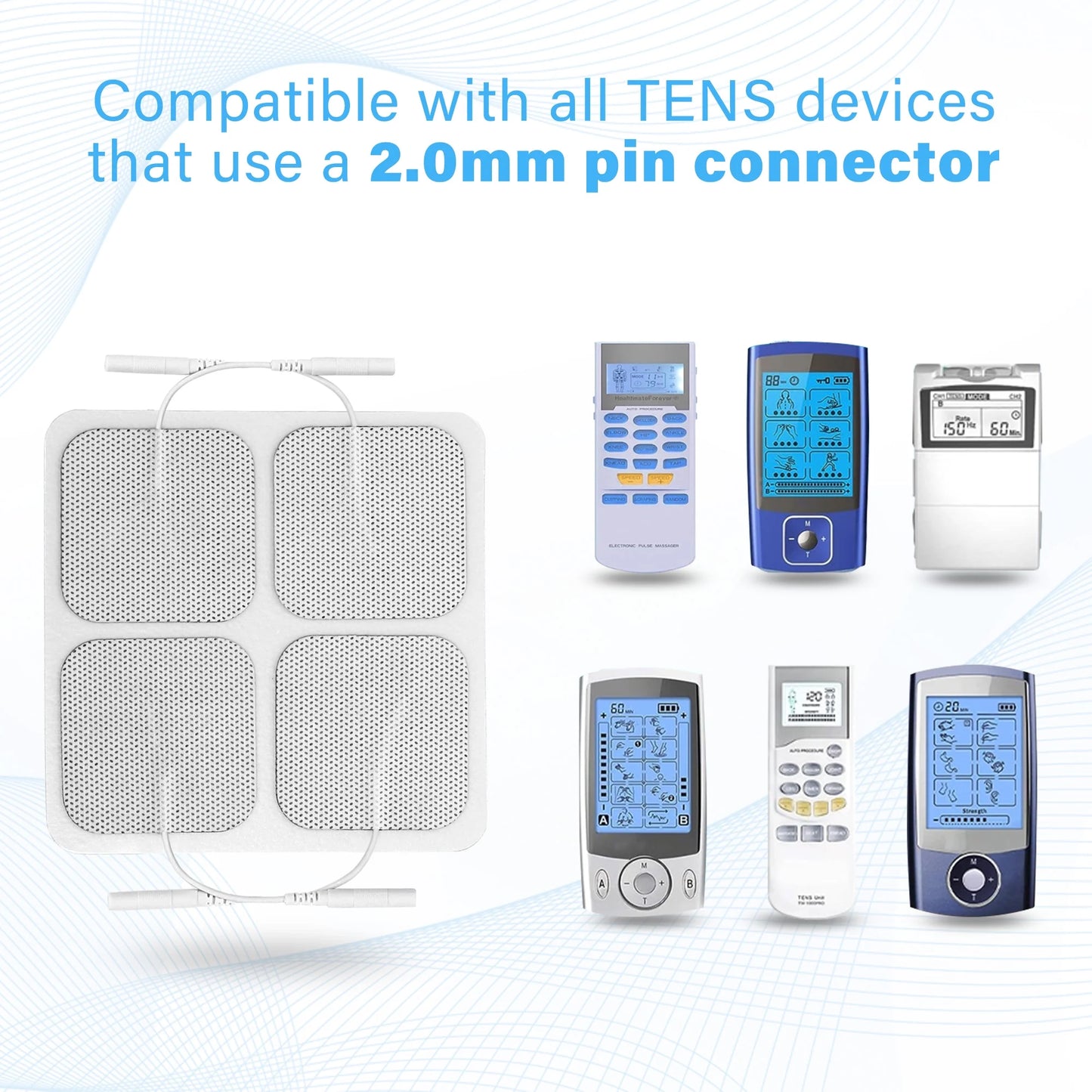 40Pcs TENS Unit Electrode Pads, 2"X2" Reusable Adhesive TENS Unit Replacement Pads,2Mm Pin