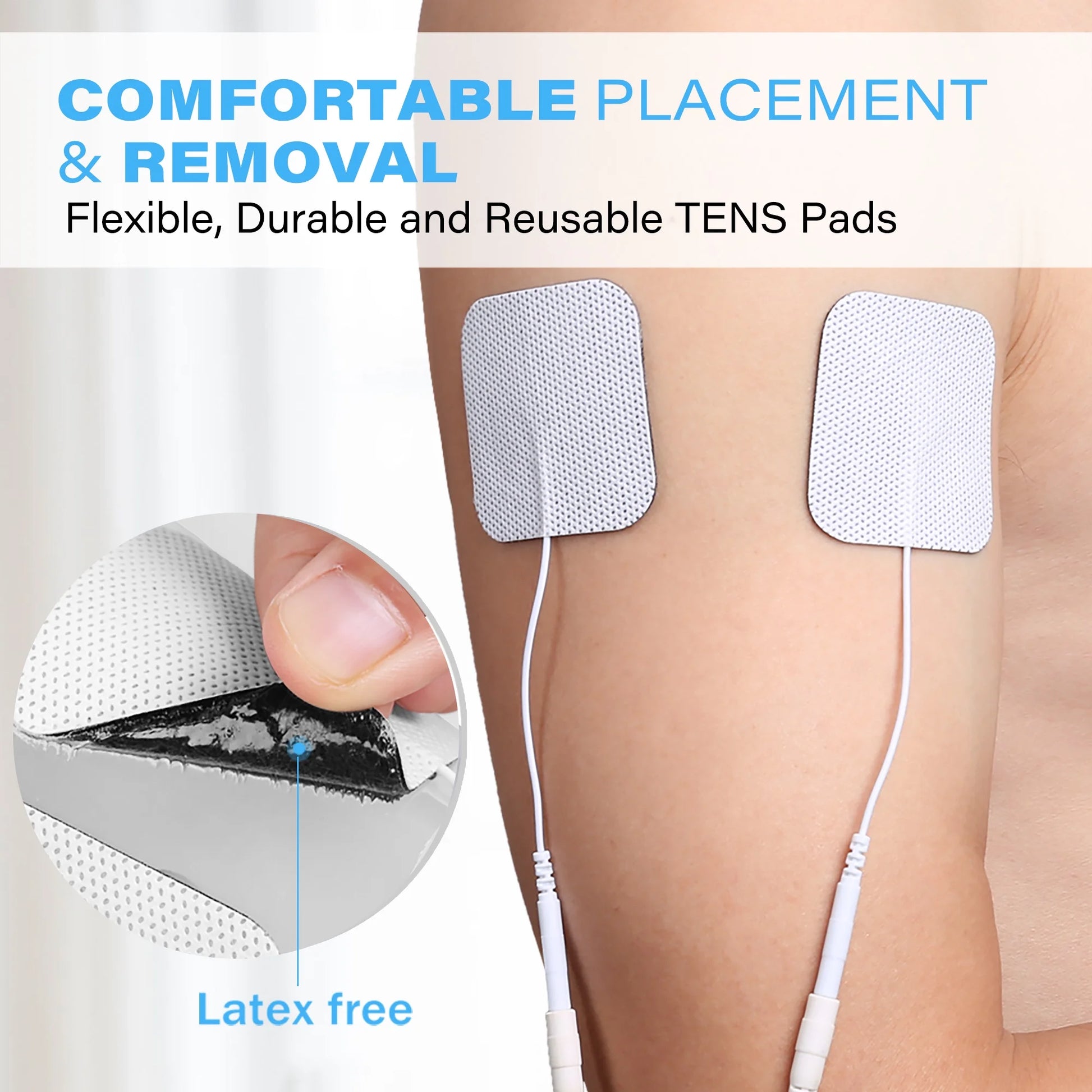 40Pcs TENS Unit Electrode Pads, 2"X2" Reusable Adhesive TENS Unit Replacement Pads,2Mm Pin